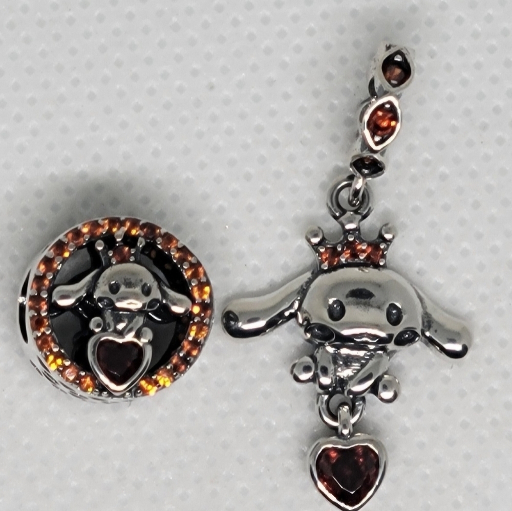 NEW Cinnamoroll S925 Orange Imperial Topaz & Garnet Unique Charm Set